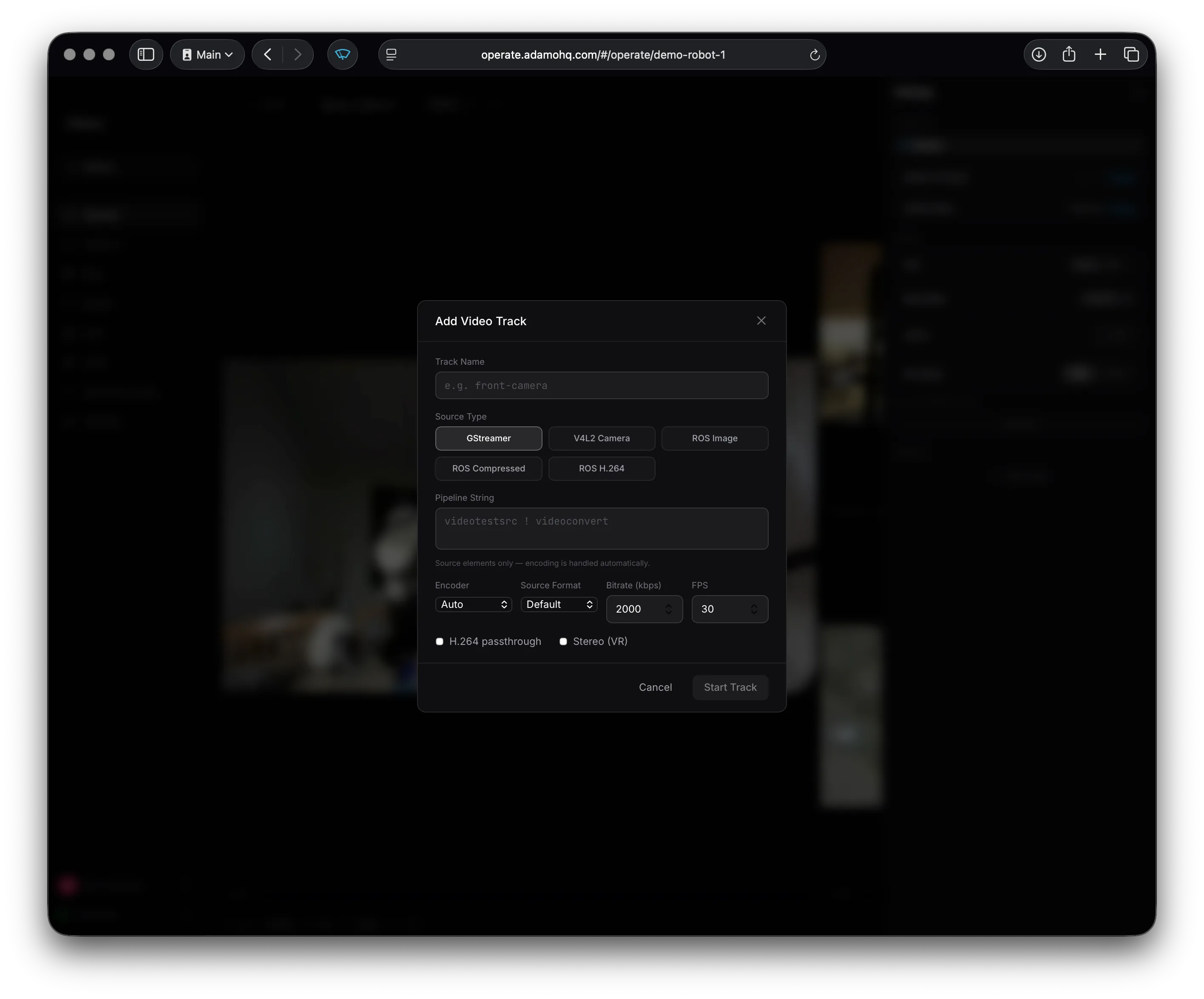 Add Video Track dialog