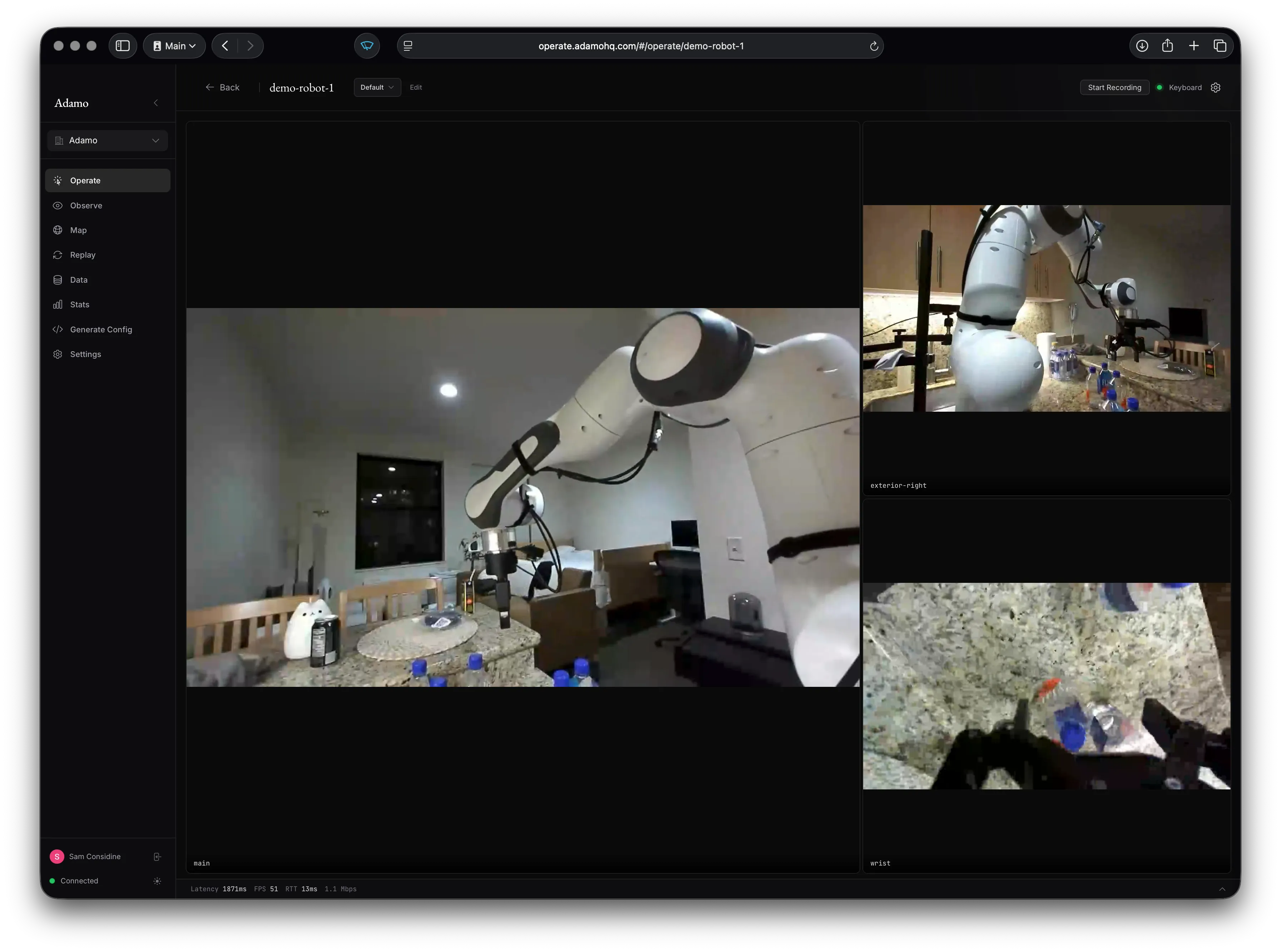 Teleoperation view with camera grid